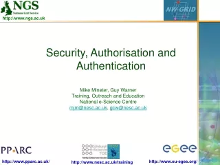 Security, Authorisation and Authentication