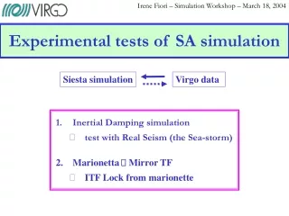 Experimental tests of SA simulation