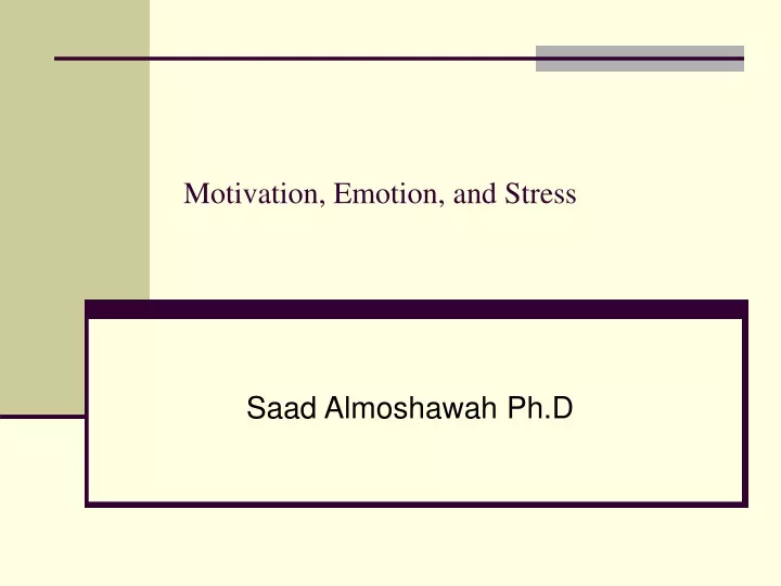 motivation emotion and stress