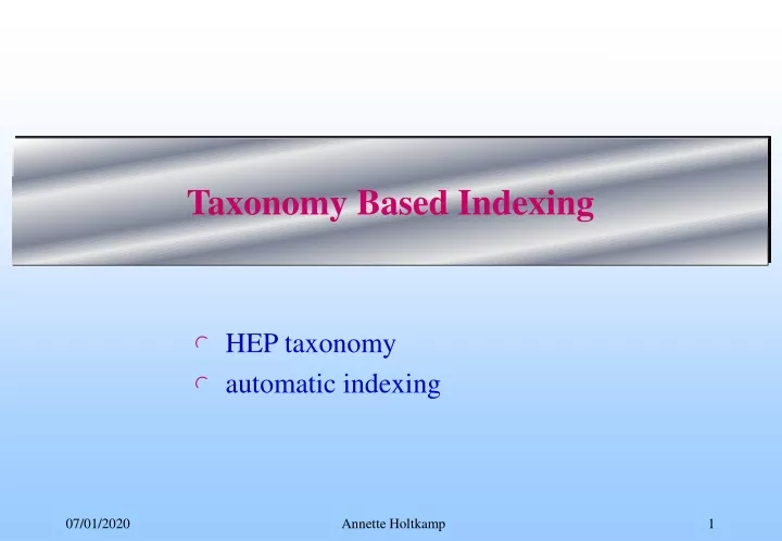 taxonomy based indexing