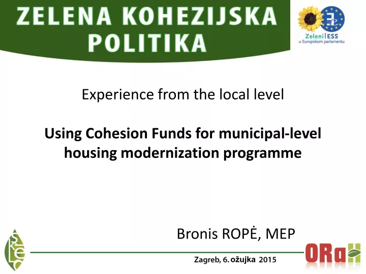 experience from the local level using cohesion