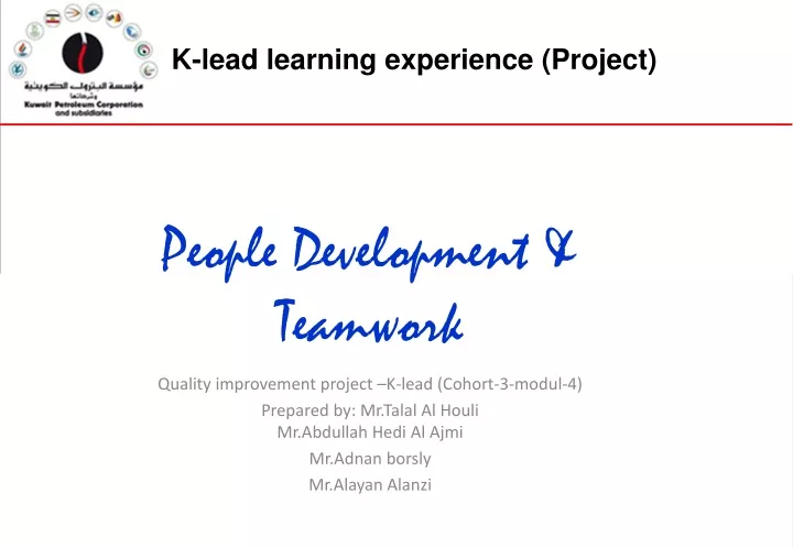 k lead learning experience project