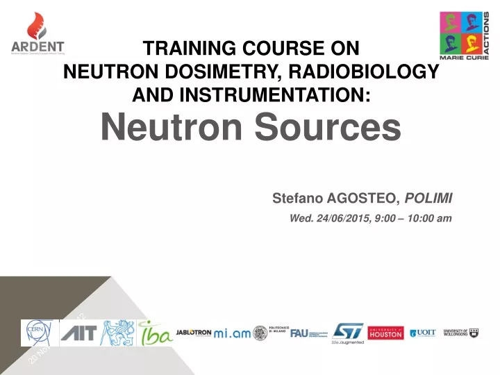 training course on neutron dosimetry radiobiology and instrumentation