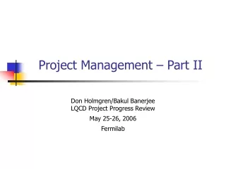 Project Management – Part II