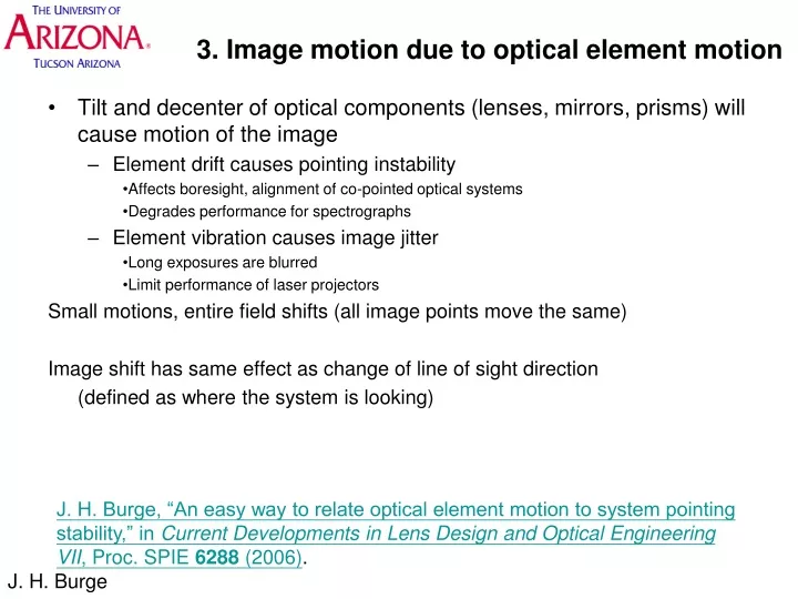 3 image motion due to optical element motion