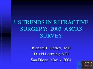 US TRENDS IN REFRACTIVE SURGERY:  2003  ASCRS  SURVEY