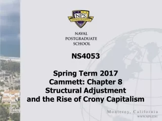NS4053 Spring Term 2017 Cammett: Chapter 8 Structural Adjustment  and the Rise of Crony Capitalism