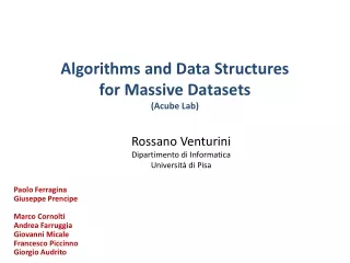 Algorithms and Data Structures  for Massive Datasets (Acube Lab)