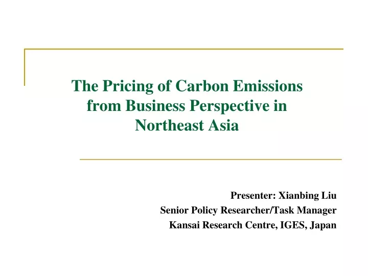 the pricing of carbon emissions from business perspective in northeast asia