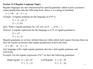 Section 11.4 Regular Language Topics