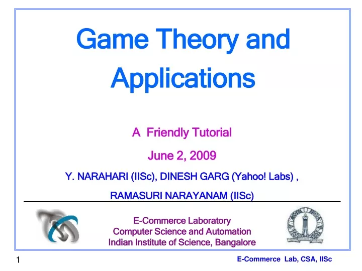 game theory and applications
