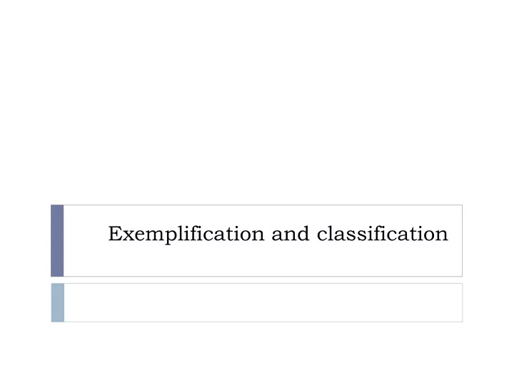 exemplification and classification