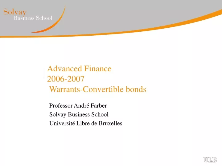 advanced finance 2006 2007 warrants convertible bonds