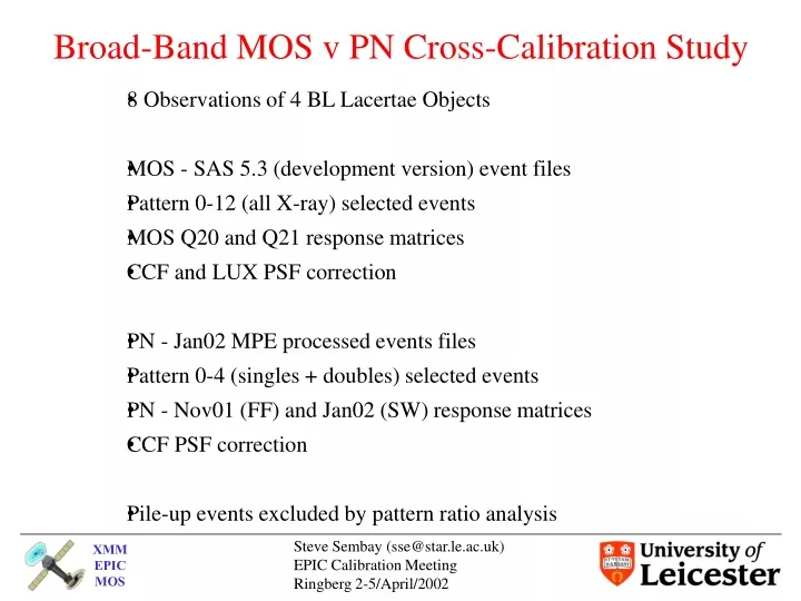 broad band mos v pn cross calibration study