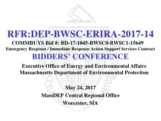 May 24, 2017 MassDEP Central Regional Office Worcester, MA