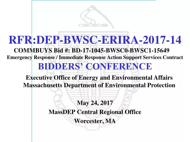 may 24 2017 massdep central regional office worcester ma