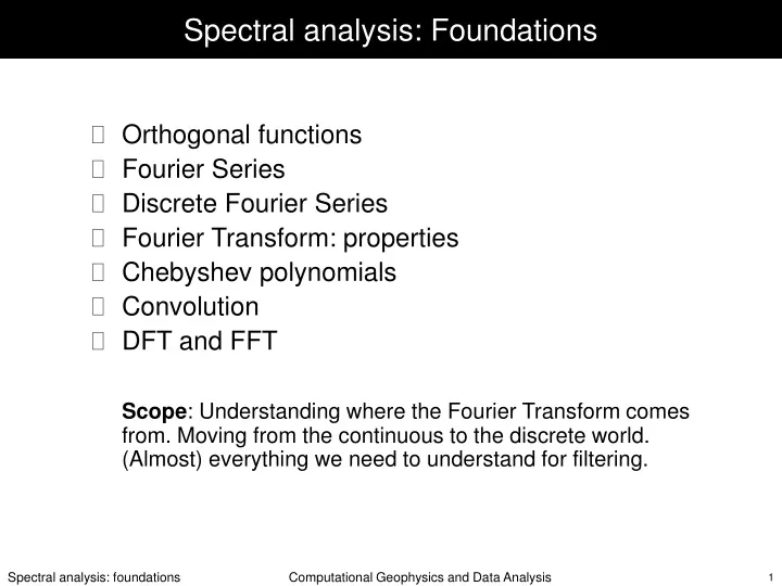 spectral analysis foundations