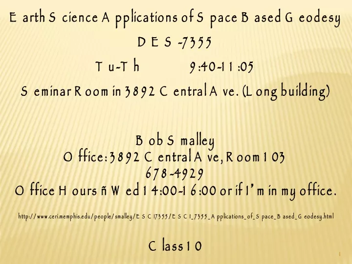 earth science applications of space based geodesy