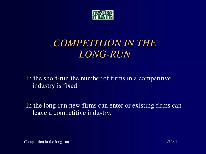 competition in the long run