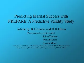 Predicting Marital Success with PREPARE: A Predictive Validity Study