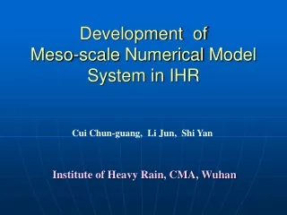 Development  of  M eso-scale  N umerical  M odel  S ystem in I H R