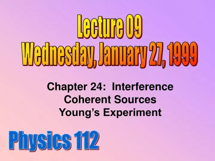 lecture 09 wednesday january 27 1999