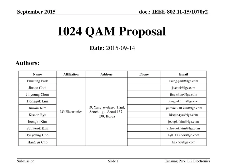 1024 qam proposal