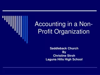 Accounting in a Non-Profit Organization