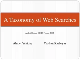 A  Taxonomy of Web Searches