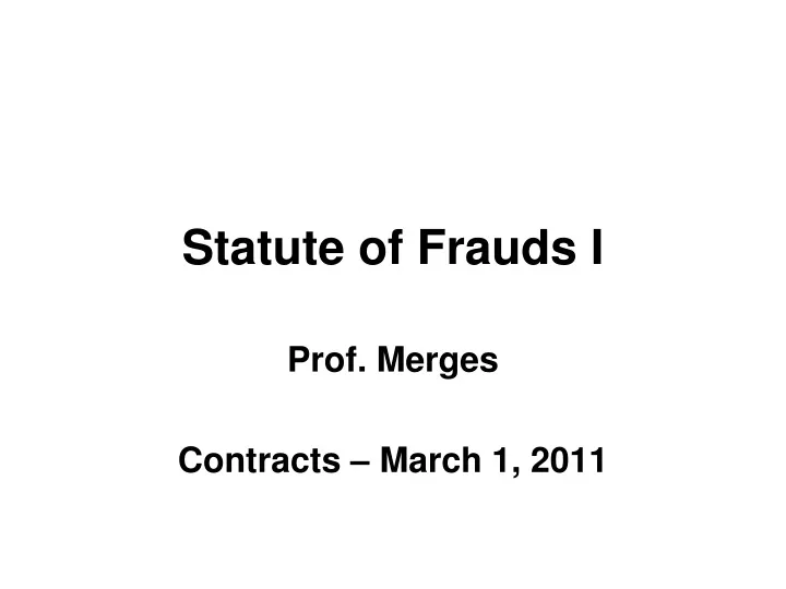 statute of frauds i