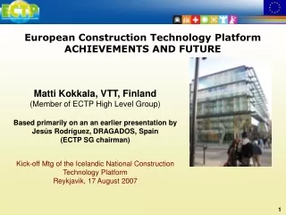 European Construction Technology Platform ACHIEVEMENTS AND FUTURE