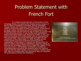 Problem Statement with French Fort