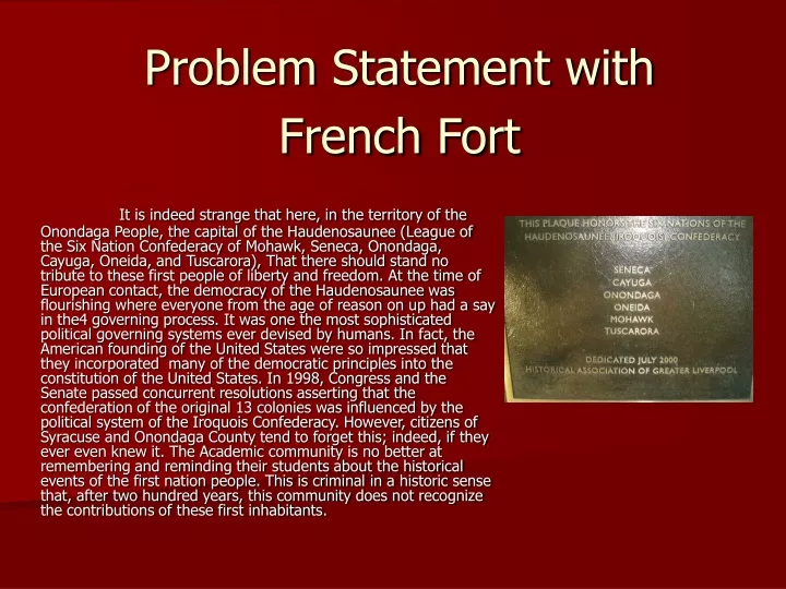 problem statement with french fort
