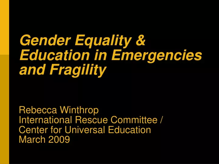 gender equality education in emergencies