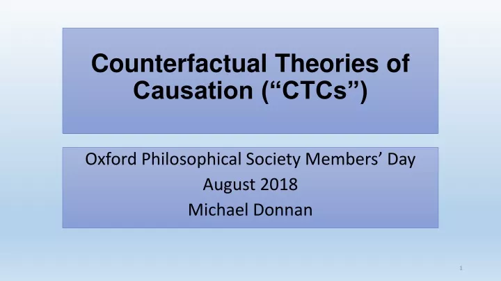 counterfactual theories of causation ctcs