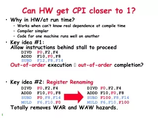 Can HW get CPI closer to 1?