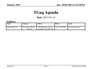 TGaq Agenda