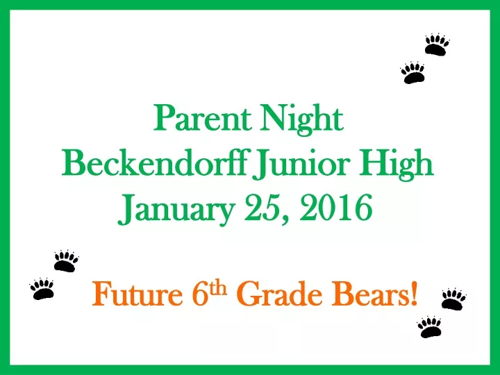 parent night beckendorff junior high january