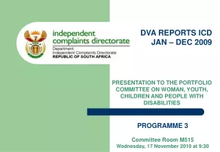 DVA REPORTS ICD JAN – DEC 2009