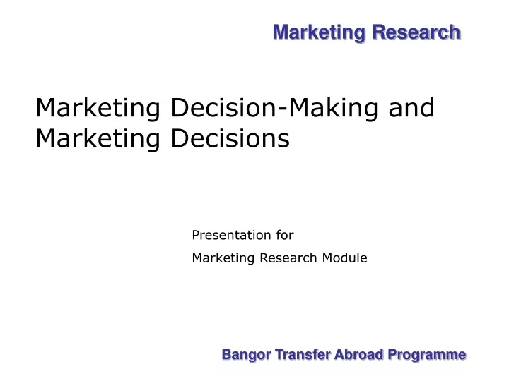 marketing decision making and marketing decisions