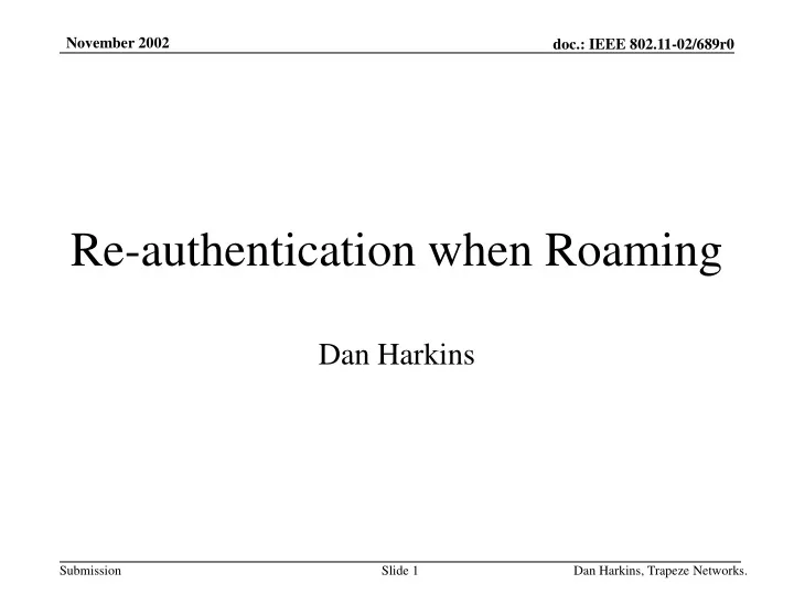 re authentication when roaming