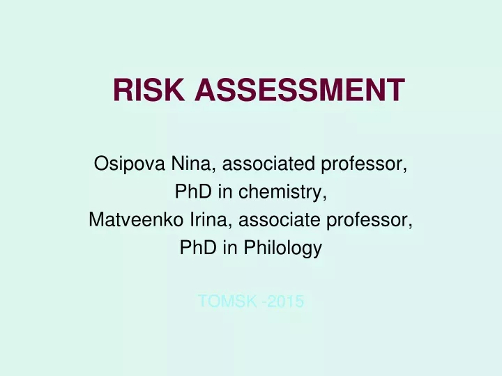 risk assessment