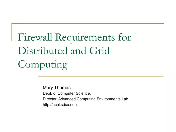 firewall requirements for distributed and grid computing