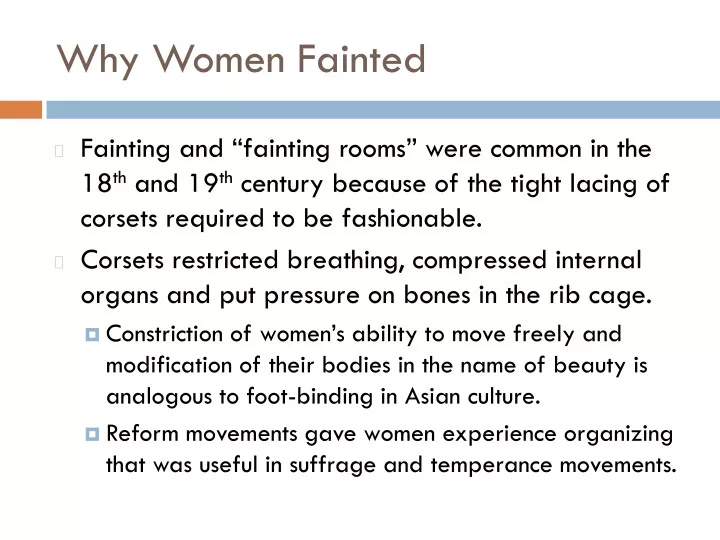 why women fainted