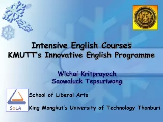 Intensive English Courses  KMUTT ’s Innovative English Programme