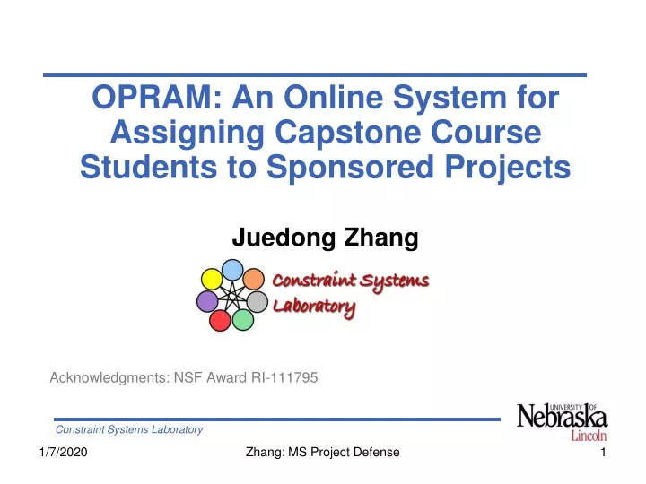 opram an online system f or assigning capstone