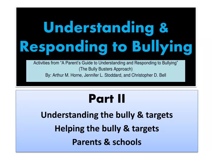 understanding responding to bullying