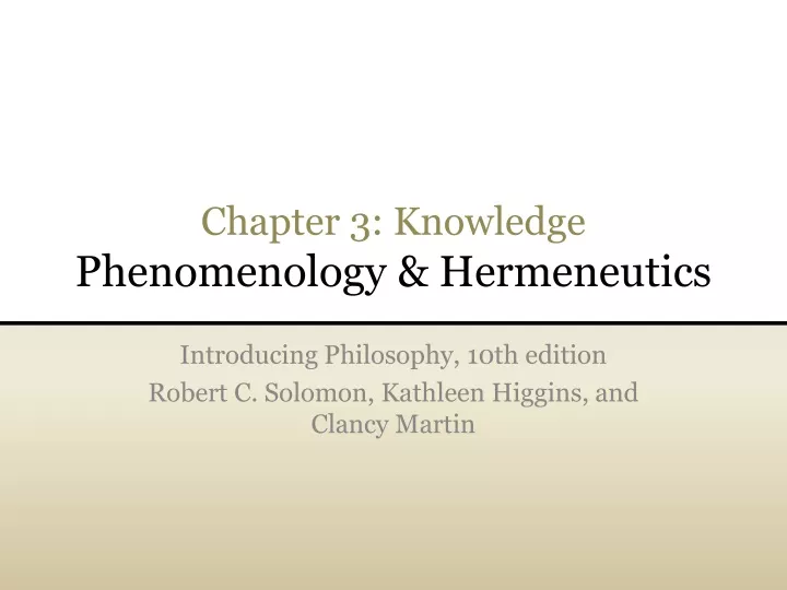 chapter 3 knowledge phenomenology hermeneutics