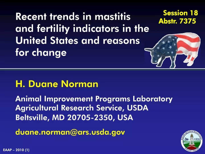 recent trends in mastitis and fertility indicators in the united states and reasons for change