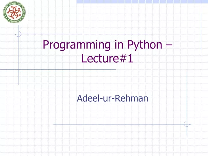 programming in python lecture 1